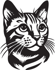 Bengal cat vector in black and white