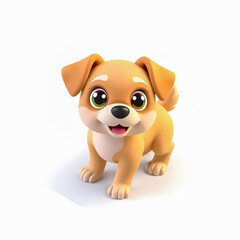 Cute cartoon dog on a white background. 3d rendering.