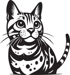 Bengal cat vector in black and white