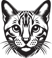 Bengal cat vector in black and white