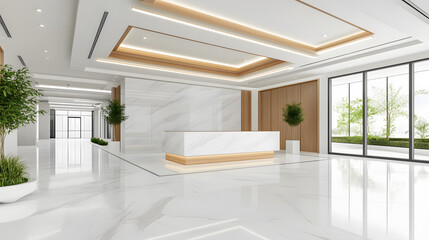 Fototapeta premium Modern minimalist office interior bright and contemporary corporate workspace