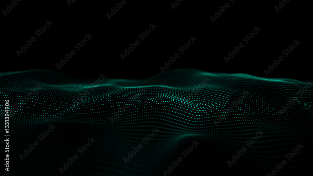 Poster Technological design of network connection. Abstract background with intertwined dots and lines. 3D rendering.