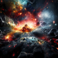 Fototapeta premium Parallel universes colliding in a cosmic explosion
