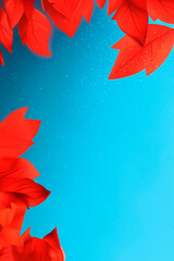 Marco floral con borde de hojas rojas