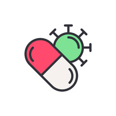 Antibiotics colored icons, minimalist vector illustration ,simple transparent graphic element .Isolated on white background