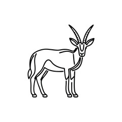 Antelope animal line art flat vector illustration.