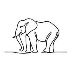Obraz premium Elephant line art flat vector illustration.