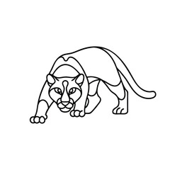 Obraz premium Puma animal line art flat vector illustration.