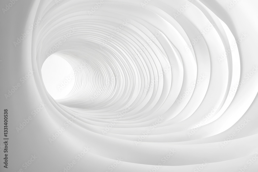 Poster abstract white tunnel with flowing forms creating a sense of depth and infinity