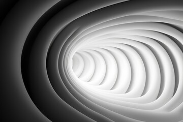 Swirling abstract tunnel with smooth curves and gradients in shades of white and gray