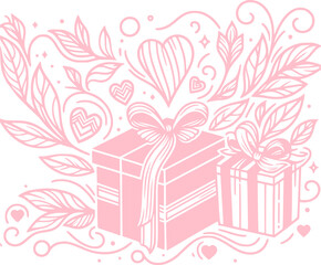 gift box with pink flowers