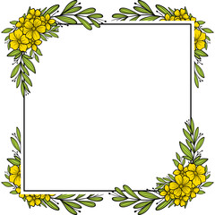 Hand Drawn Floral Corner Frame Illustration