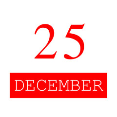 25 DEC - Daily date month calender