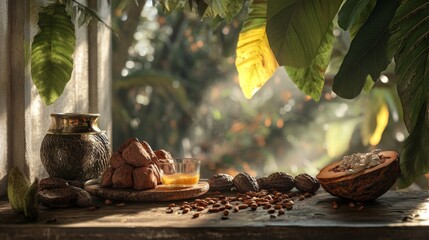 Symphony of Earthy Textures Unfolds on Rustic Table Display