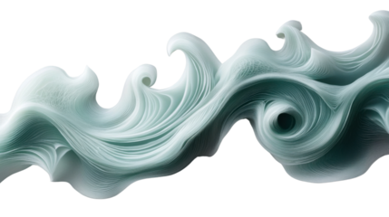 Abstract light green wavy shape on transparent background