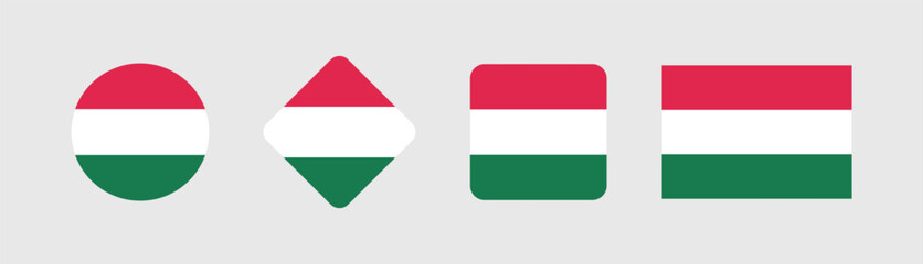 Vector Hungary National Flag icon collection. Flag set of Hungary various styles.