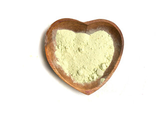 heart shaped bowl with dry wasabi powder