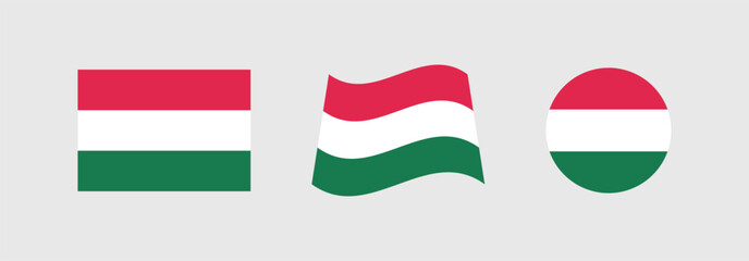 
Vector Hungary National Flag icon collection. Set of Hungary Flag Icons in Various Shapes.