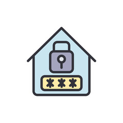 Antitheft house colored icons, minimalist vector illustration ,simple transparent graphic element .Isolated on white background