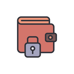 Antitheft wallet colored icons, minimalist vector illustration ,simple transparent graphic element .Isolated on white background