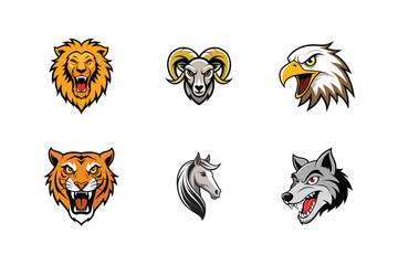 Fierce Animal Mascot Logo Collection – Ram, Eagle, Horse, Tiger, Lion, Wolf