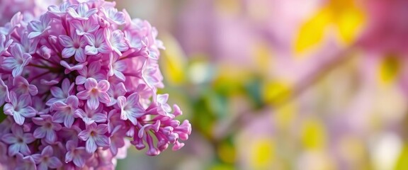 Delicate purple lilac blossoms, soft spring background, closeup, background