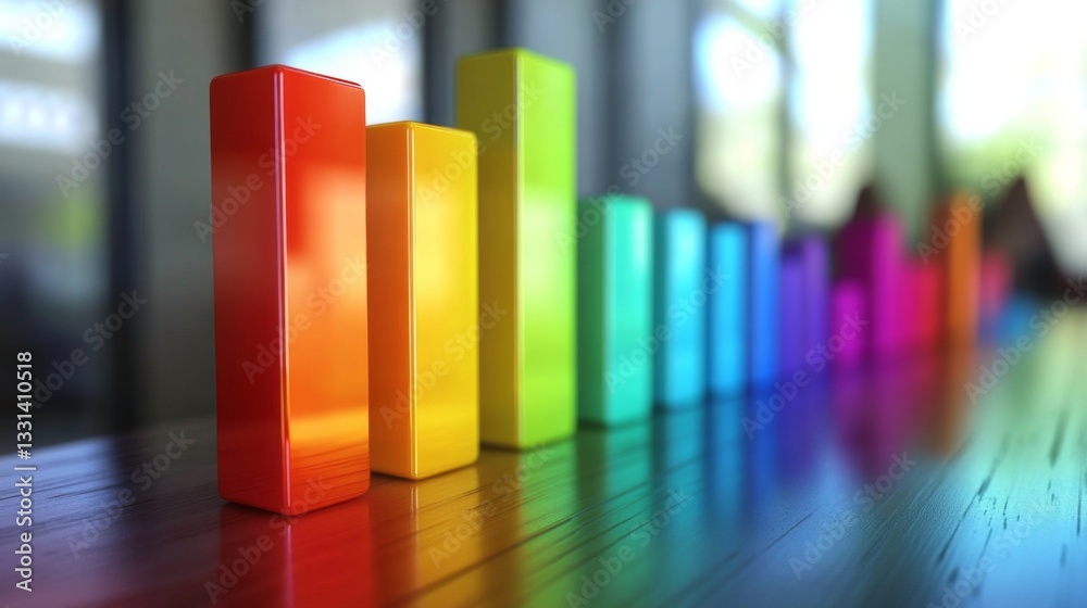 Aufkleber a d bar chart in vibrant colors representing financial growth, with glowing data points and a futuri