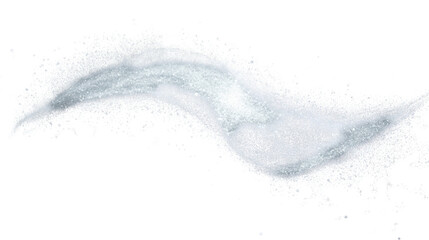 Sparkling silver glitter trail waving on transparent background