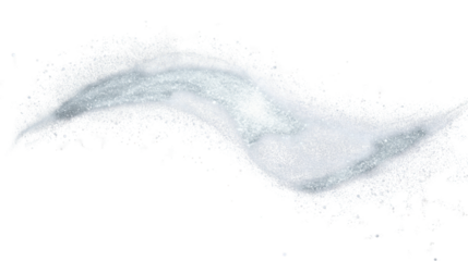 Sparkling silver glitter trail waving on transparent background