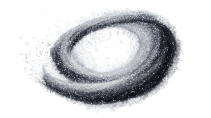 Sparkling spiral galaxy rotating in transparent background