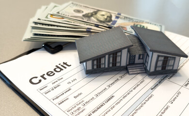 Obraz premium report credit score banking borrowing application risk form document loan business market policy deployment data check workplace concept - stock image