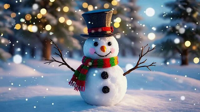 snowman on the background of the snow