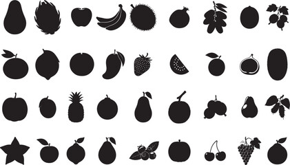 Fototapeta premium Tropical Fruit Silhouettes Collection