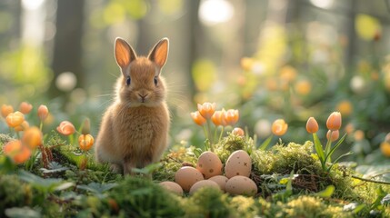 Forest composition with Easter attributes