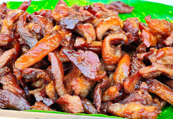 Fried pork in the market
