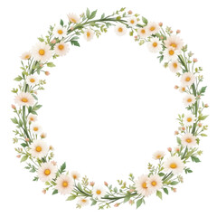 Airy Wreath Watercolor Daisy Frame for Subtle Wedding Stationery