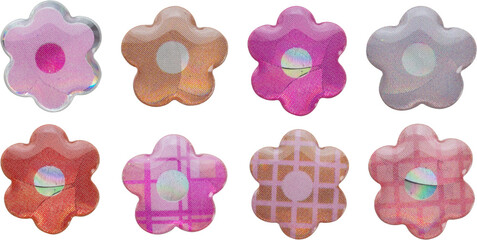 flower shape sticker set isolated on white background