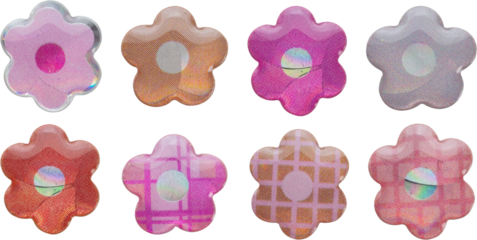 flower shape sticker set isolated on white background