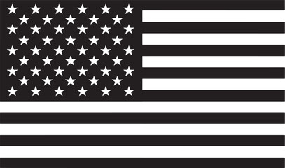 American flag abstract black and white icon silhouette