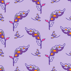 Seamless Abstract Floral Leaves Pattern