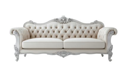 Elegant tufted sofa designed in classic style with intricate detailing perfect for a sophisticated living space
