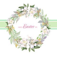 frame of white flowers for easter card