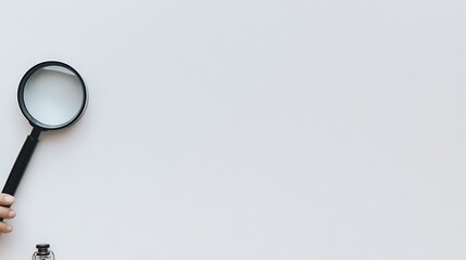 Search with Magnifier. Medical research. Clean bacground