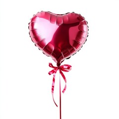 Ribbon inside a heart-shaped balloon isolated on white background