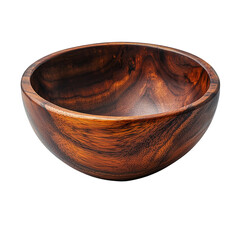 Empty wooden bowl with natural grain texture isolated on transparent background 