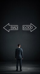 Obraz premium Man contemplating a decision between 