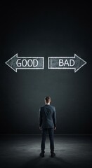 Obraz premium Man contemplating a decision between 