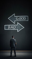 Obraz premium Man contemplating a decision between 