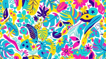 Fototapeta premium Vibrant Abstract Pattern Background Illustration Template for Summer
