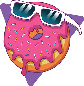 Donut Cartoon Character with Glasses
